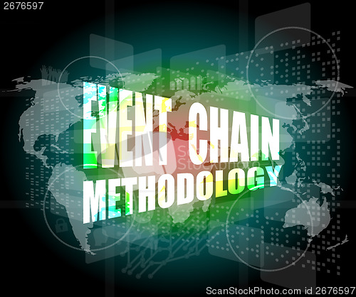 Image of event chain methodology word on business digital touch screen