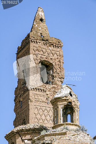 Image of Belchite village destroyed in a bombing during the Spanish Civil