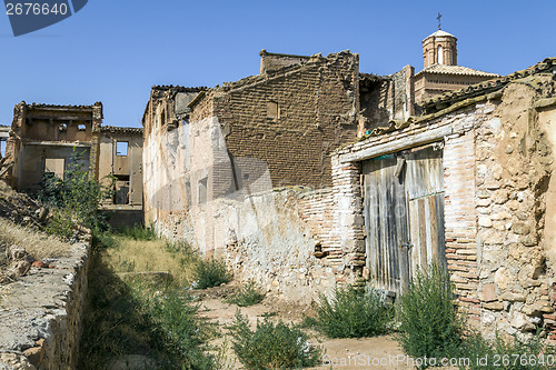 Image of Belchite village destroyed in a bombing during the Spanish Civil War 