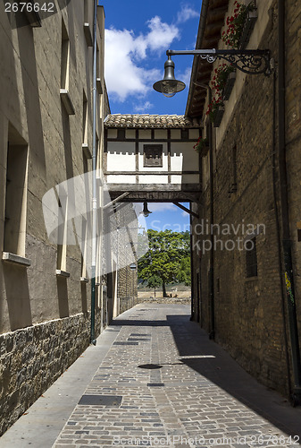 Image of detail of the cobbled streets of Pamplona 