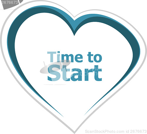 Image of business concept, time to start word on love heart