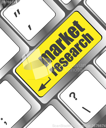 Image of market research word button on keyboard, business concept