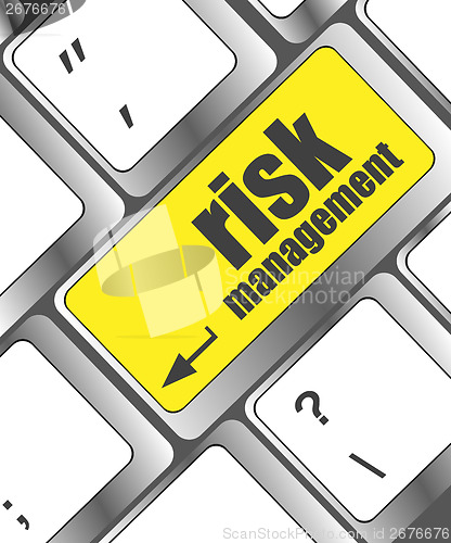 Image of Keyboard with risk management button, internet concept