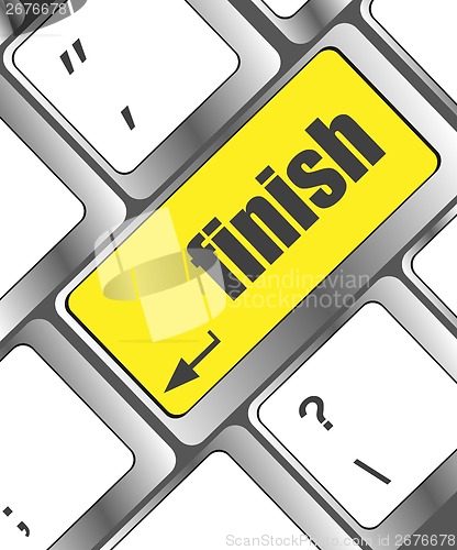 Image of finish button on black internet computer keyboard