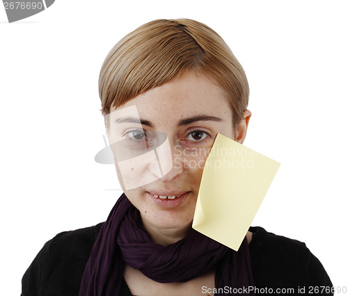 Image of Woman and post it