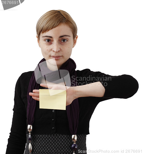 Image of Woman and post it