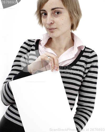 Image of Woman holding a paper