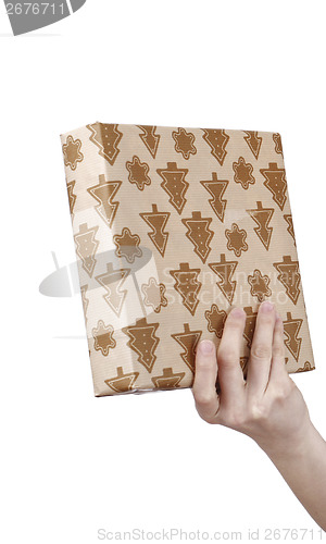 Image of Young woman holding a present