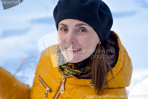 Image of Portrait of a smiling woman closeup