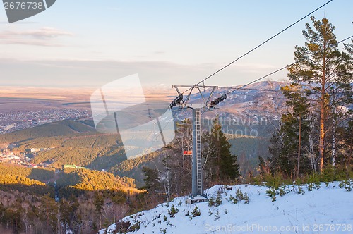 Image of ropeway at mountain landscape