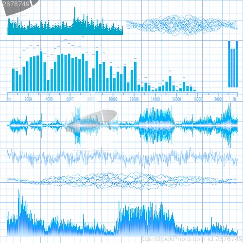 Image of Sound waves set. Music background. EPS 10