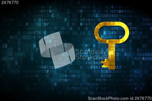 Image of Safety concept: Key on digital background
