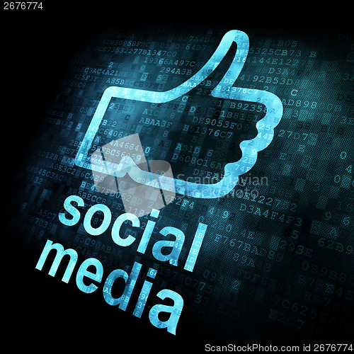 Image of Like and words Social media on digital background