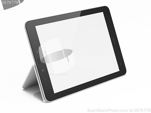 Image of Black abstract tablet computer (pc) on white background