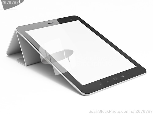 Image of Black abstract tablet computer (pc) on white background