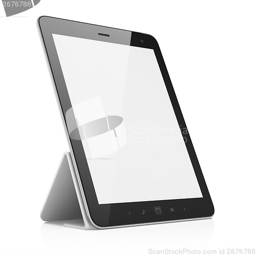 Image of Black abstract tablet pc on white background