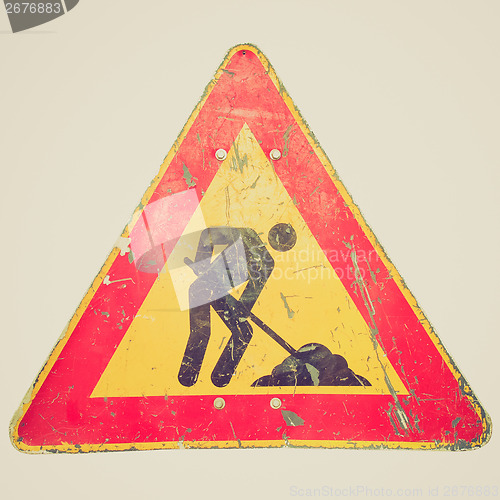 Image of Retro look Roadworks sign