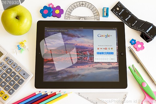 Image of Google on Ipad 3 with school accesories