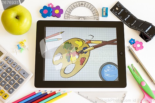 Image of Paint on Ipad 3 with school accesories