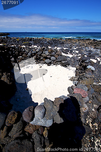 Image of sky   isle foam rock spain landscape  stone  cloud   