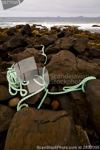 Image of rope sky  cloudy  beach  light  water  in lanzarote   