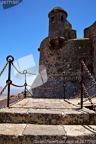 Image of step arrecife  drawbridge  lanzarote   tower and door 