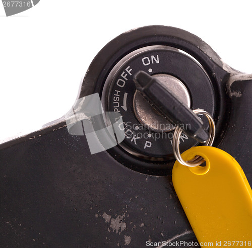 Image of Key of an old motorcycle, selective focus