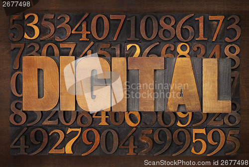 Image of digital word in wood type