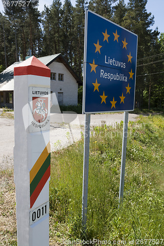 Image of Lithuania country border sign