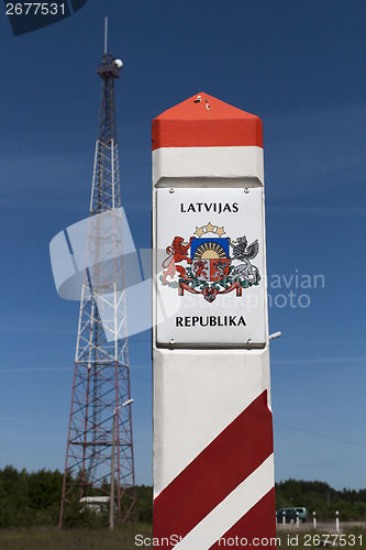 Image of Latvia country border sign