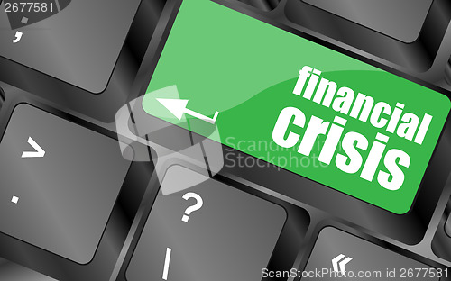 Image of financial crisis key showing business insurance concept, business concept