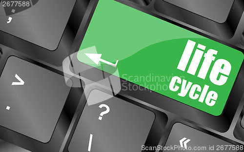 Image of life cycle on laptop keyboard key