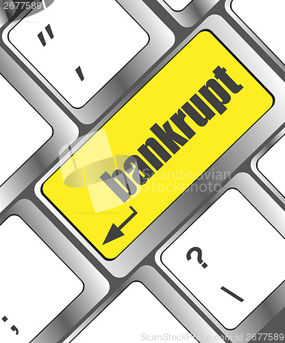 Image of A keyboard with key reading bankrupt, business concept