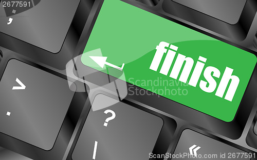 Image of finish button on black internet computer keyboard