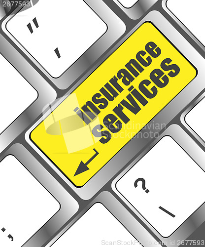 Image of Keyboard with insurance services button, internet concept