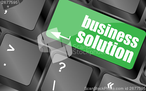 Image of Computer keyboard with business solution key. business concept