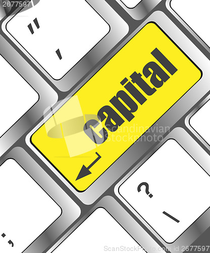 Image of capital button on keyboard key - business concept