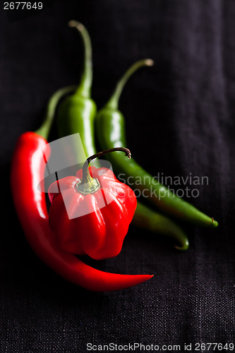 Image of Red and green chili peppers