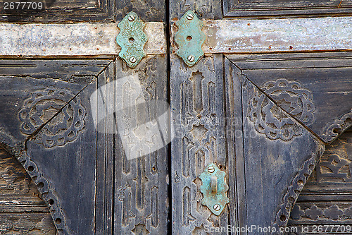 Image of spain castle lock  knocker lanzarote abstract door wood  