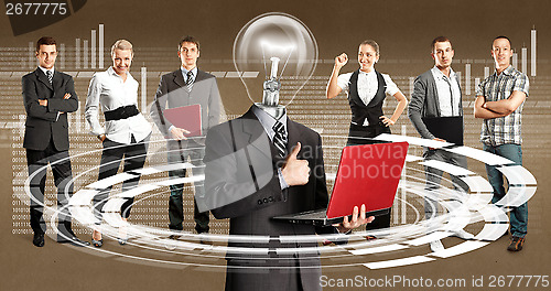 Image of Business Team With Lamp Head
