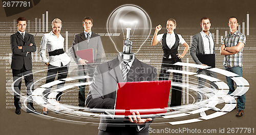 Image of Business Team With Lamp Head