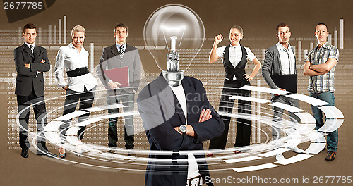 Image of Business Team With Lamp Head