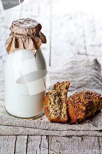 Image of bottle of milk and fresh baked bread