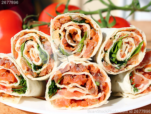 Image of Lavash rolls with salmon