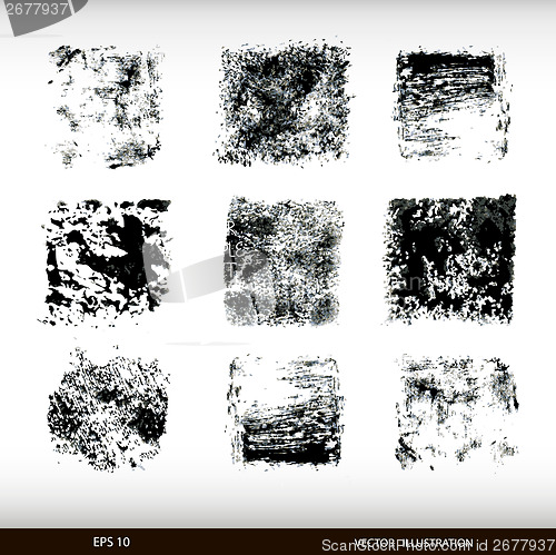 Image of Set of different textural spots. Grunge textures set.