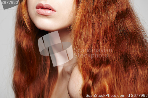 Image of Closeup of beautiful red headed woman