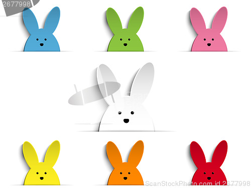 Image of Happy Easter Rabbit Bunny Set Cartoon