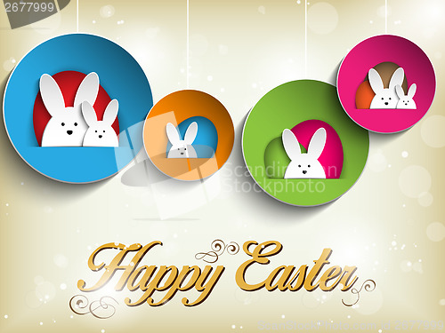 Image of Happy Easter Rabbit Bunny on Retro Background