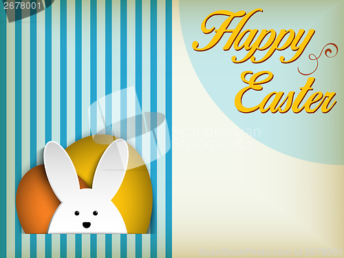 Image of Happy Easter Rabbit Bunny on Blue Background