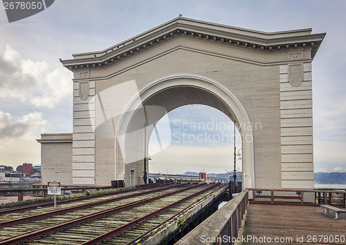 Image of old rail ferry terminal in San Francsico